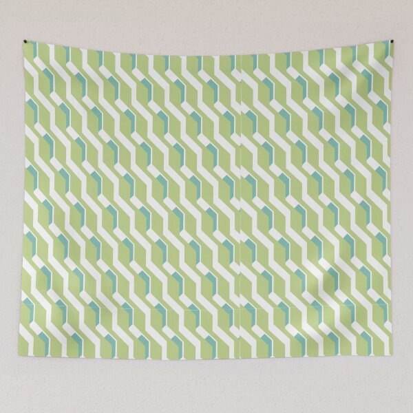 Item preview, Retro Zigzag Chevron Seamless Pattern – Lime Green & Teal Geometric 3D Weave Design designed and sold by Zaya_art.
