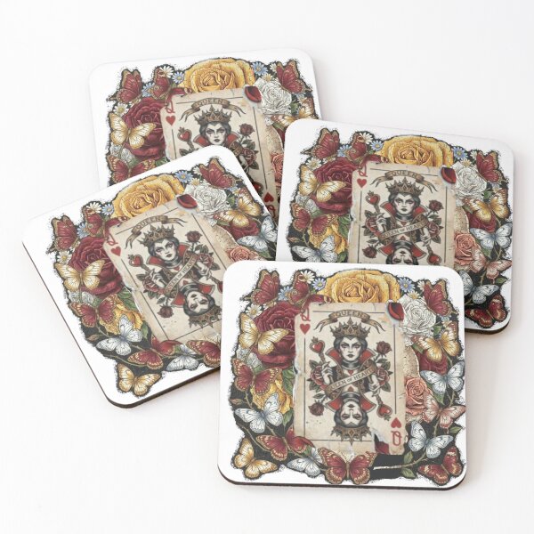 Item preview, Queen of Hearts gothic playing card, floral butterflies designed and sold by Lunevalleyart.