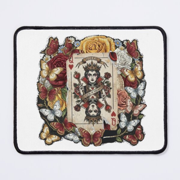 Item preview, Queen of Hearts gothic playing card, floral butterflies designed and sold by Lunevalleyart.