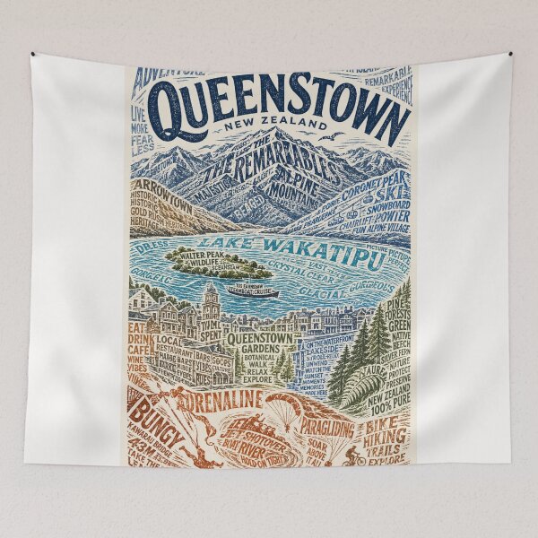 Item preview, Queenstown New Zealand Lake Wakatipu Adventure Sunset Scene designed and sold by Places On Earth.