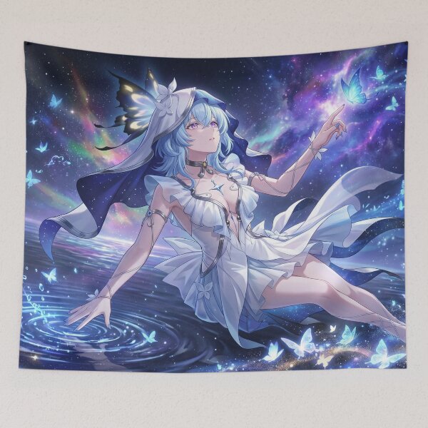 Aperçu de l'œuvre Gardien du rivage // Illustration de Wuthering Waves - Esthétique aquatique de la galaxie bleue, art éthéré de style anime créée et vendue par Astraphyllia.