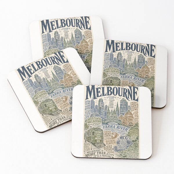 Item preview, Melbourne Yarra River Typography Flinders Street St Pauls Cathedral designed and sold by Places On Earth.