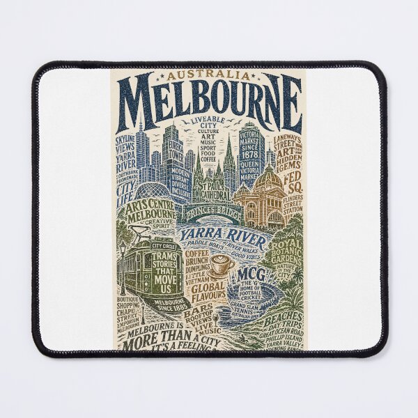 Item preview, Melbourne Yarra River Typography Flinders Street St Pauls Cathedral designed and sold by Places On Earth.