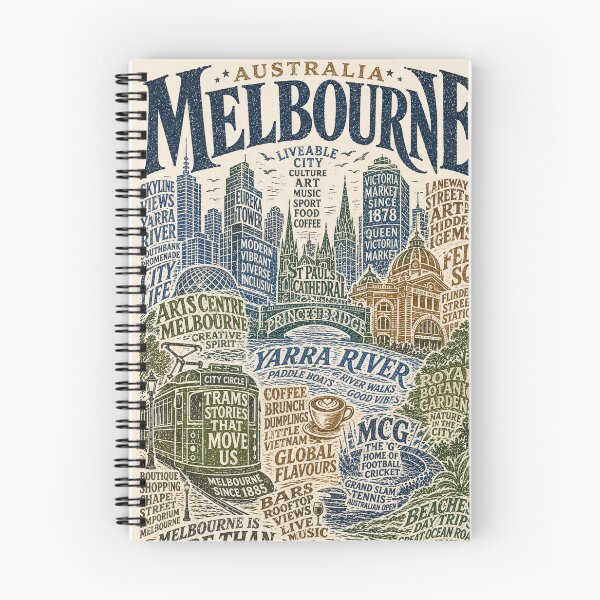 Item preview, Melbourne Yarra River Typography Flinders Street St Pauls Cathedral designed and sold by Places On Earth.