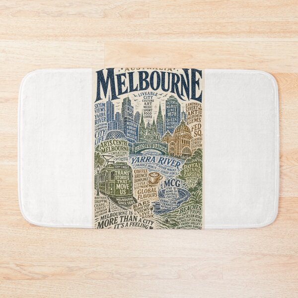 Item preview, Melbourne Yarra River Typography Flinders Street St Pauls Cathedral designed and sold by Places On Earth.
