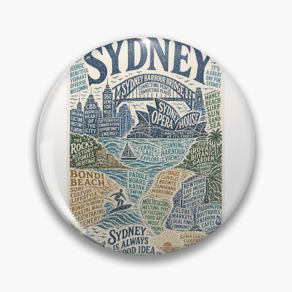 Item preview, Harbour Bridge Opera House Bondi Beach Australia Typography designed and sold by Places On Earth.
