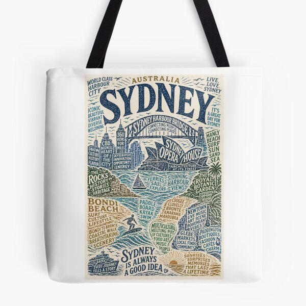 Item preview, Harbour Bridge Opera House Bondi Beach Australia Typography designed and sold by Places On Earth.