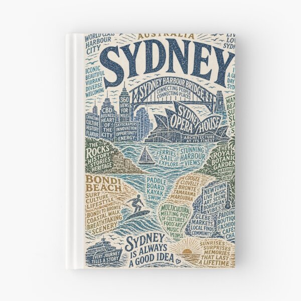 Item preview, Harbour Bridge Opera House Bondi Beach Australia Typography designed and sold by Places On Earth.