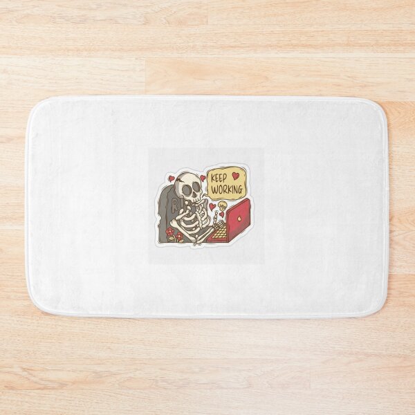Item preview,  "Keep Working" – Relatable Skeleton at Laptop Sticker designed and sold by GrimNest.