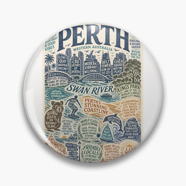Item preview, Perth Typography Swan River Kings Park Rottnest Island Coastline designed and sold by Places On Earth.