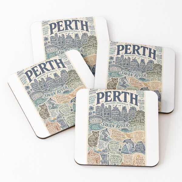 Item preview, Perth Typography Swan River Kings Park Rottnest Island Coastline designed and sold by Places On Earth.