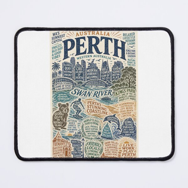 Item preview, Perth Typography Swan River Kings Park Rottnest Island Coastline designed and sold by Places On Earth.