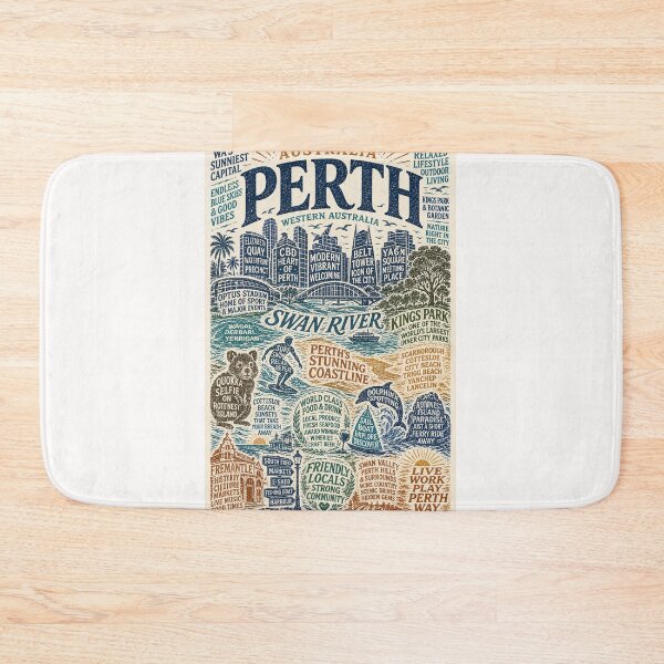 Item preview, Perth Typography Swan River Kings Park Rottnest Island Coastline designed and sold by Places On Earth.