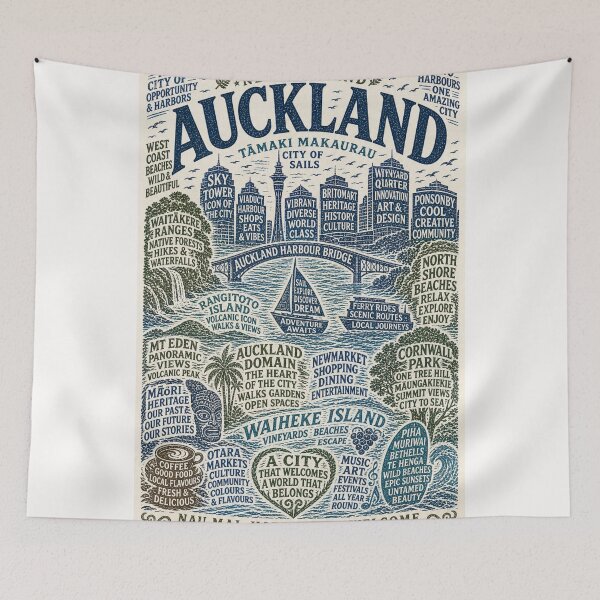 Item preview, Auckland typography Tamaki Makaurau Sky Tower Waiheke Island Harbour designed and sold by Places On Earth.