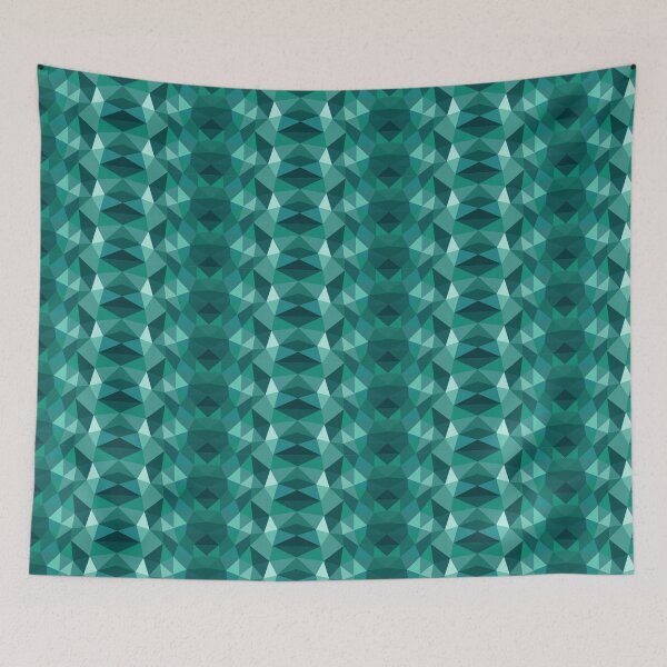 Item preview, Low Poly Triangle Seamless Pattern – Teal & Emerald Green Geometric Crystal Design designed and sold by Zaya_art.