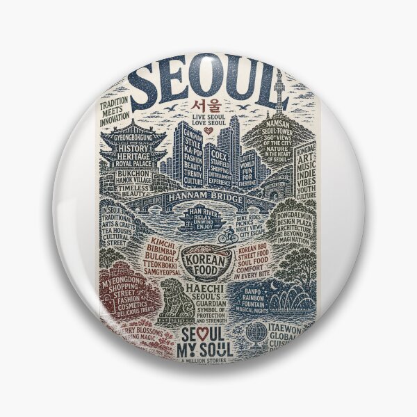 Item preview, Han River Gyeongbokgung Namsan Seoul Tower Korea Typography designed and sold by Places On Earth.