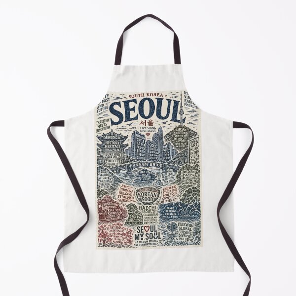 Item preview, Han River Gyeongbokgung Namsan Seoul Tower Korea Typography designed and sold by Places On Earth.