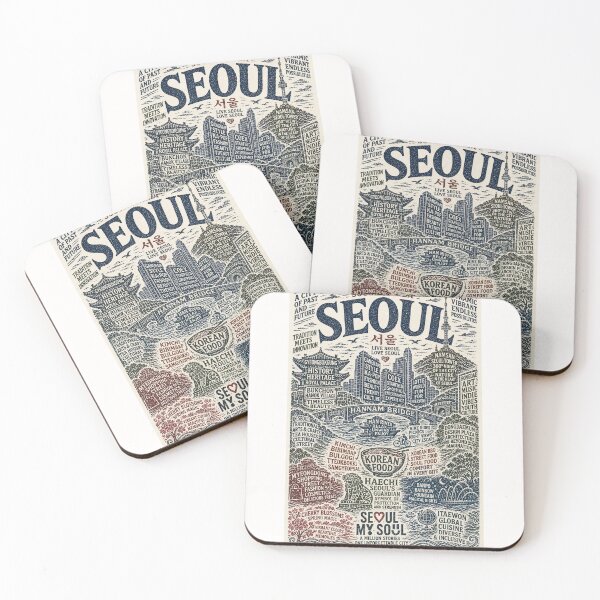 Item preview, Han River Gyeongbokgung Namsan Seoul Tower Korea Typography designed and sold by Places On Earth.
