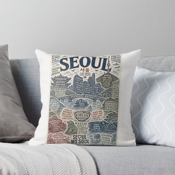 Item preview, Han River Gyeongbokgung Namsan Seoul Tower Korea Typography designed and sold by Places On Earth.
