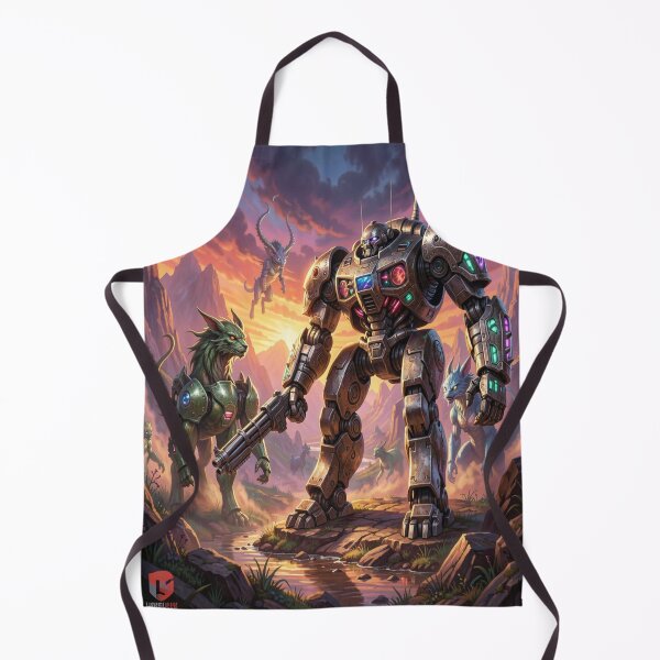 Item preview, Epic Sci-Fi Mech Warrior in Sunset Valley, inspired by Boris Vallejo, with mystical battle energy designed and sold by FotoworldEdel.