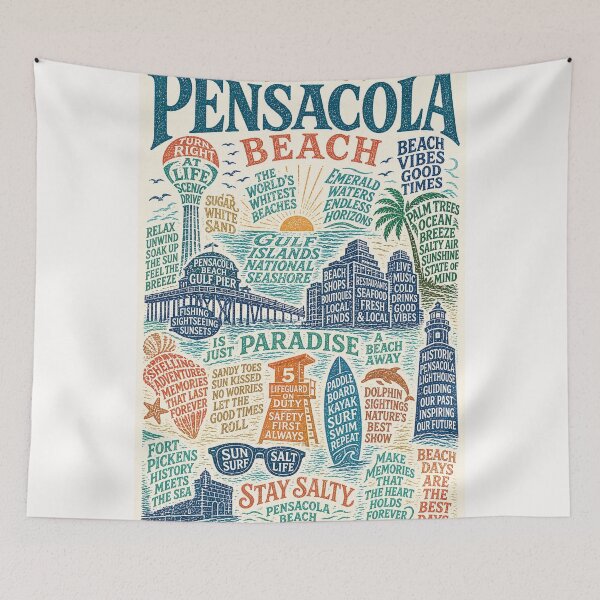 Item preview, Pensacola Beach Gulf Islands National Seashore Florida Coast Typography designed and sold by Places On Earth.