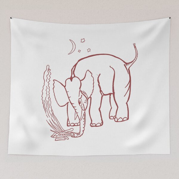 Item preview, Red Line Art Elephant designed and sold by KirinStudio.
