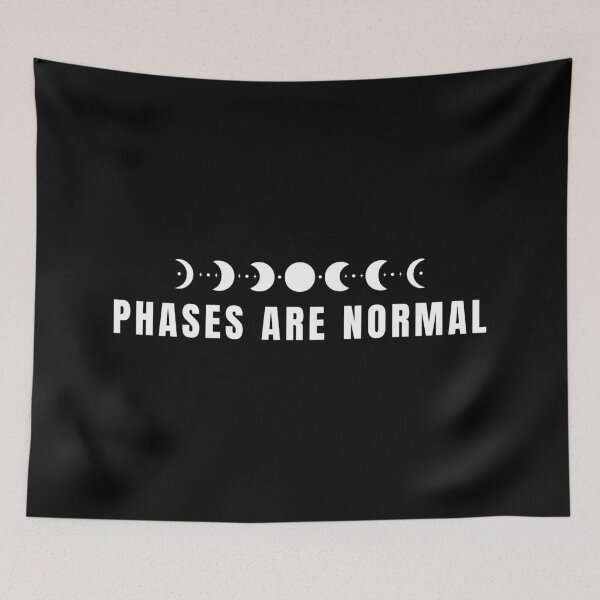 Item preview, Phases Are Normal Moon Phases Dark Aesthetic Print | Minimalist White Line Art | Night Sky Decor designed and sold by ArtfulVibesStudio.