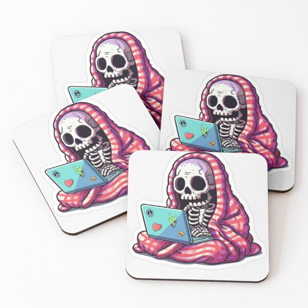 Item preview, Comfort Zone" – Cozy Skeleton in a Blanket Sticker designed and sold by GrimNest.