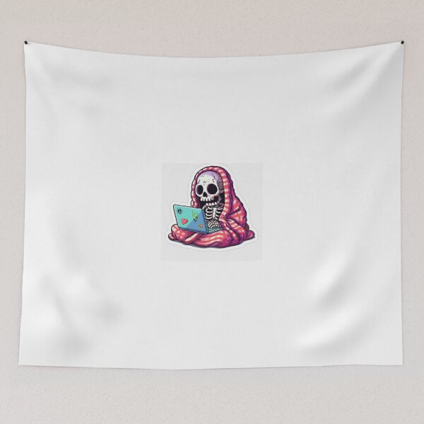 Item preview, Comfort Zone" – Cozy Skeleton in a Blanket Sticker designed and sold by UrbanCanvas 111.