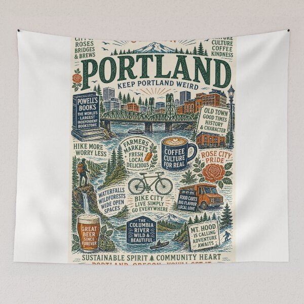 Item preview, Portland Oregon Rose City Mount Hood Pacific Northwest Travel designed and sold by Places On Earth.