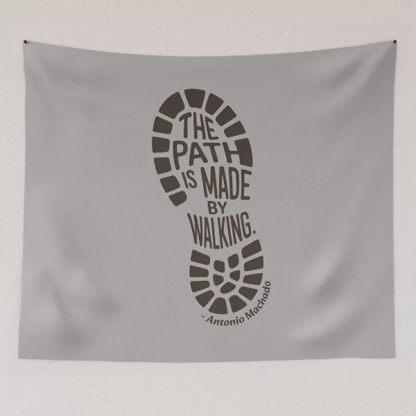 Item preview, Hiking quote, hiking boot footprint. The path is made by walking designed and sold by TeeArtWorld.