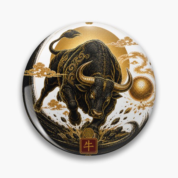 Item preview, Year of the Ox Zodiac – Celestial Gold and Black Chinese Astrological Art designed and sold by KireaDesigns.
