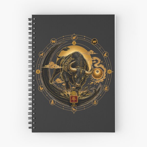 Item preview, Year of the Ox Zodiac – Celestial Gold and Black Chinese Astrological Art designed and sold by KireaDesigns.