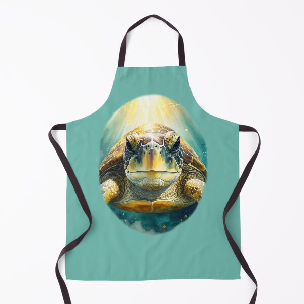 Item preview, Majestic sea turtle watercolor portrait front view ocean light designed and sold by icemanphotos.