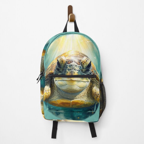 Item preview, Majestic sea turtle watercolor portrait front view ocean light designed and sold by icemanphotos.