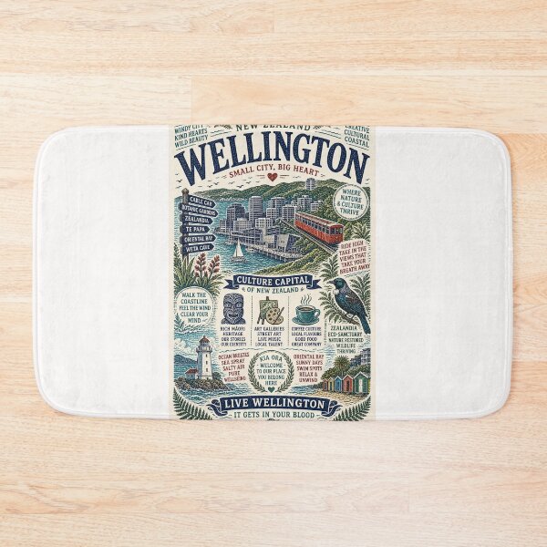 Item preview, Wellington New Zealand Cable Car Te Papa Harbour City Typography designed and sold by Places On Earth.
