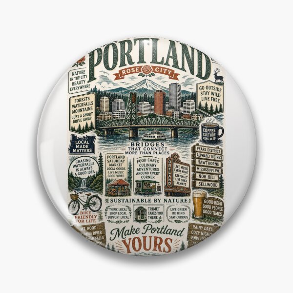 Item preview, Portland Oregon St Johns Bridge Mount Hood Rose City Travel Typography designed and sold by Places On Earth.