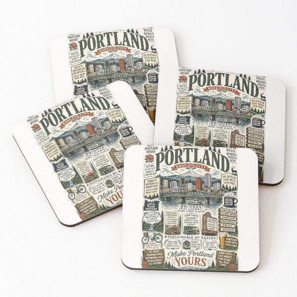 Item preview, Portland Oregon St Johns Bridge Mount Hood Rose City Travel Typography designed and sold by Places On Earth.