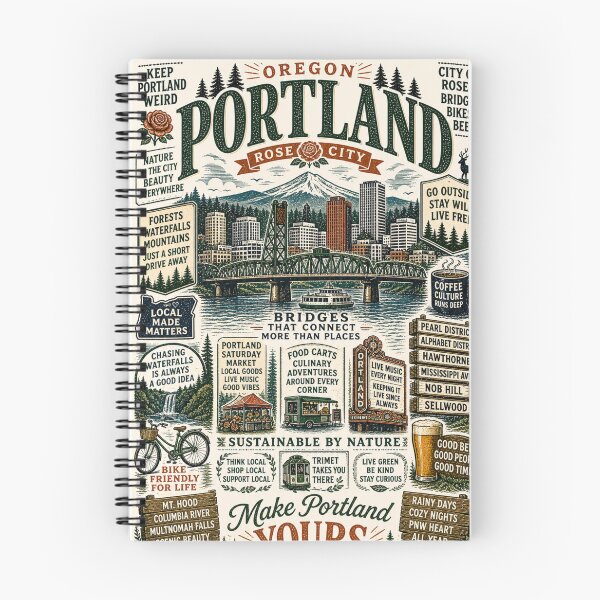 Item preview, Portland Oregon St Johns Bridge Mount Hood Rose City Travel Typography designed and sold by Places On Earth.