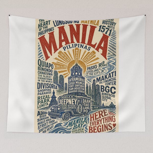 Item preview, Manila Philippines Intramuros Jeepney Pasig River Cityscape designed and sold by Places On Earth.