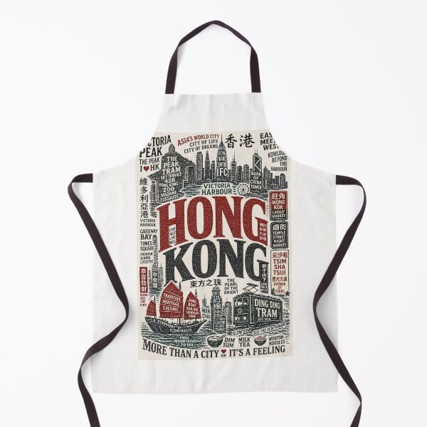Item preview, Hong Kong Victoria Harbour Peak Tram Kowloon Skyline Typography designed and sold by Places On Earth.