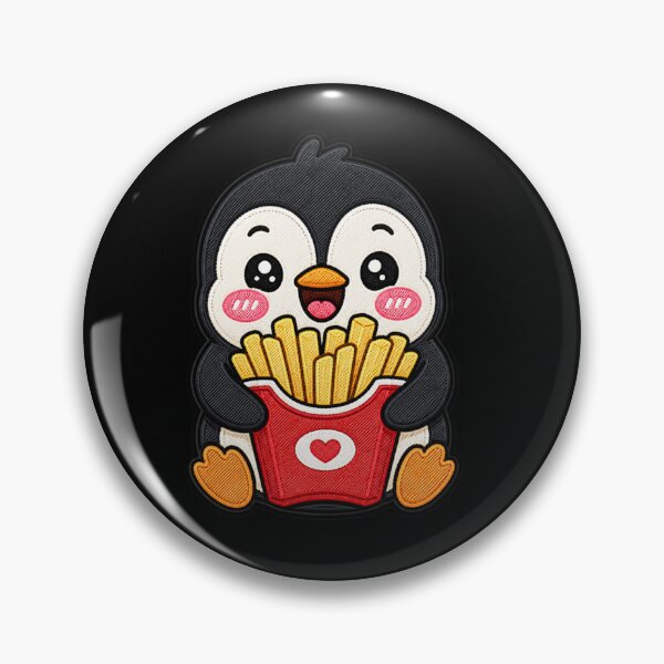 Aperçu de l'œuvre Pingouin Frites, design mignon et kawaii de dessin animé créée et vendue par ColorSplash123.