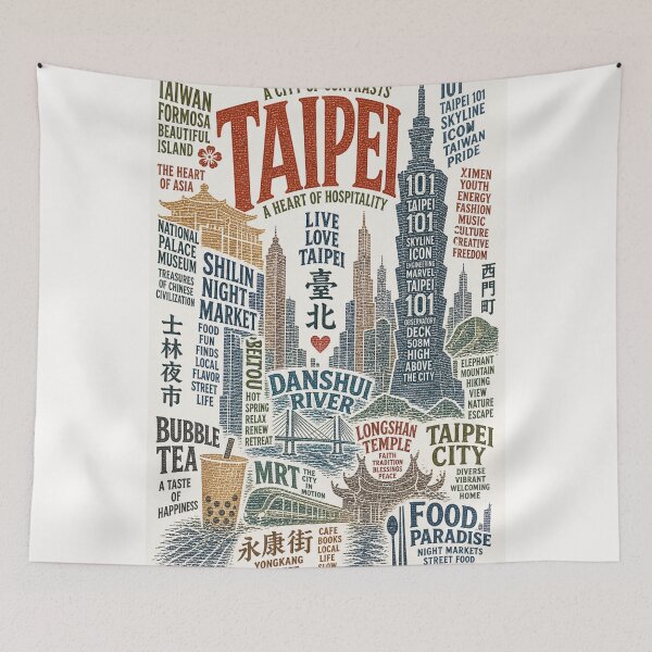 Item preview, Taipei Taiwan Taipei 101 Shilin Night Market Cityscape Typography designed and sold by Places On Earth.
