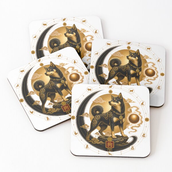 Item preview, Year of the Dog Zodiac – Celestial Gold and Black Chinese Astrological Art designed and sold by KireaDesigns.