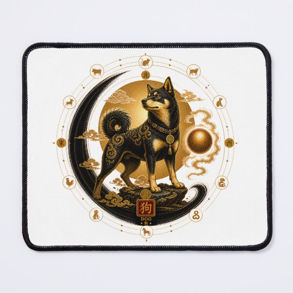 Item preview, Year of the Dog Zodiac – Celestial Gold and Black Chinese Astrological Art designed and sold by KireaDesigns.