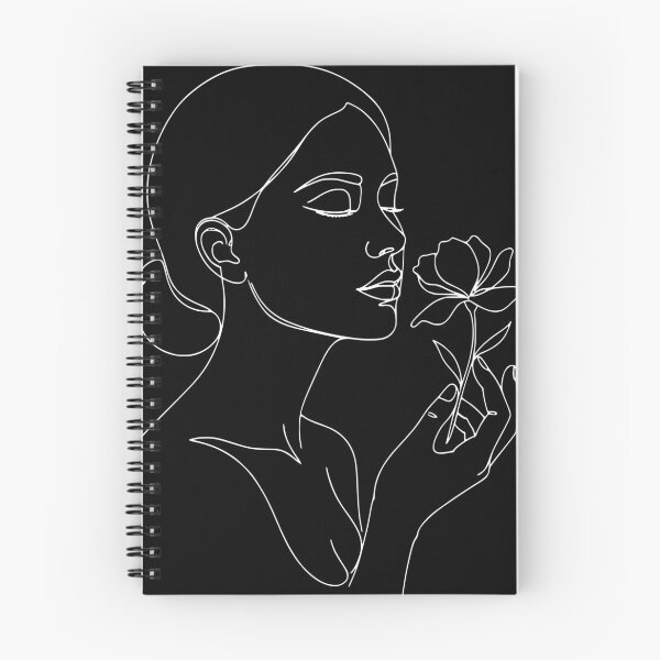 Item preview, Unisex line art T-shirt, minimalist face sketch, aesthetic clothing, abstract woman portrait with lily, essential T-shirt, one-line female drawing shirt designed and sold by Realmoood.