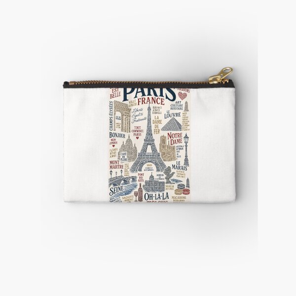 Item preview, Paris France Eiffel Tower Louvre Notre Dame Travel Typography designed and sold by Places On Earth.