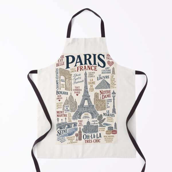 Item preview, Paris France Eiffel Tower Louvre Notre Dame Travel Typography designed and sold by Places On Earth.
