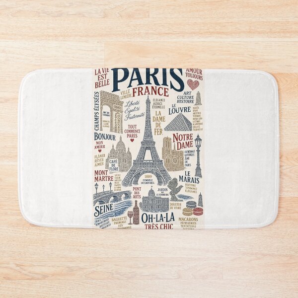 Item preview, Paris France Eiffel Tower Louvre Notre Dame Travel Typography designed and sold by Places On Earth.