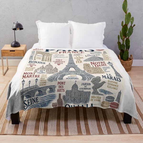 Item preview, Paris France Eiffel Tower Louvre Notre Dame Travel Typography designed and sold by Places On Earth.